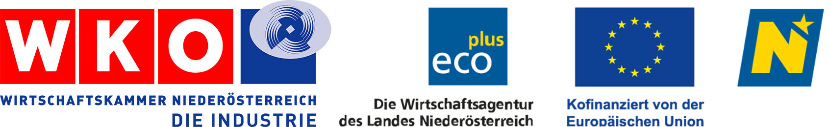 Logos Ecoplus Europaeisches Programm Innovationsökosystem Land Niederösterreich Wirtschaftskammer